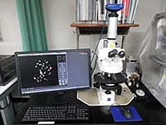 デジタルカメラ付き正立型蛍光顕微鏡+mFISH画像解析システム
